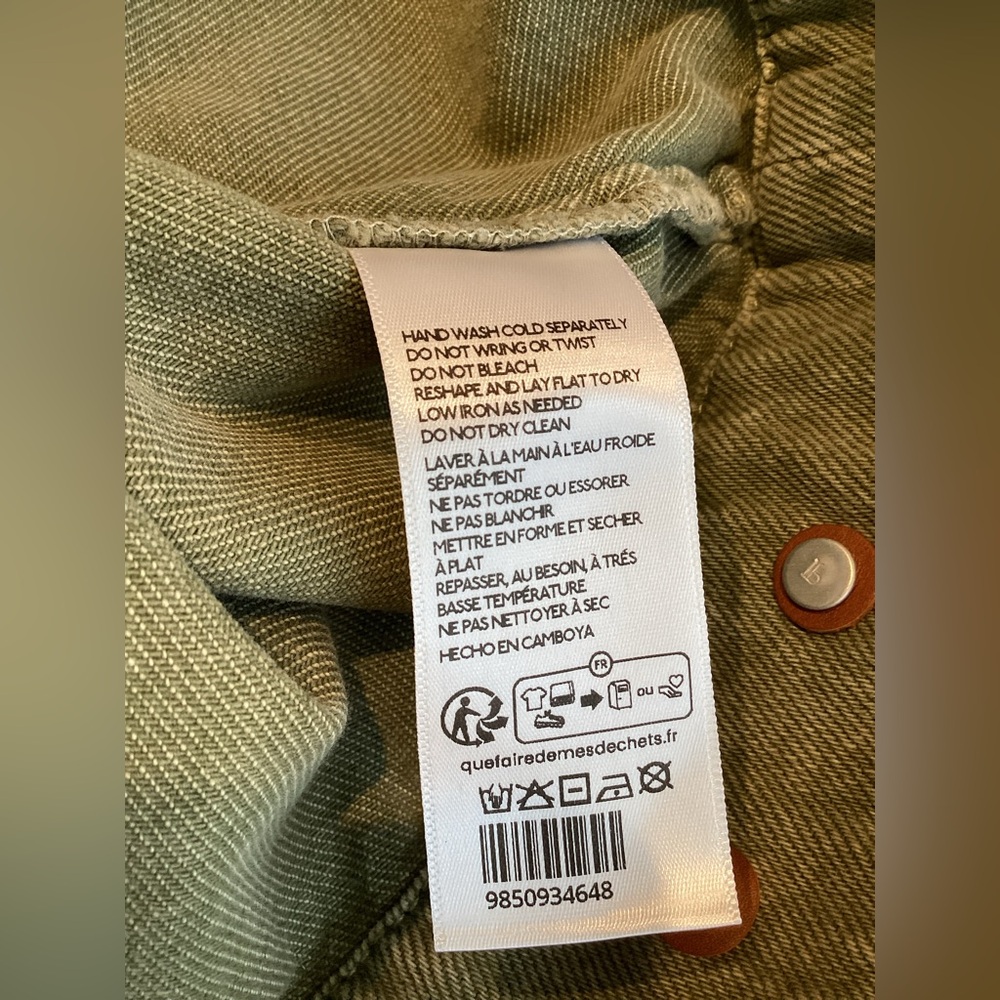 Anthropologie Sweater Sleeve Utility Jacket Pilcro Denim New Large Army Green - Picture 15 of 15